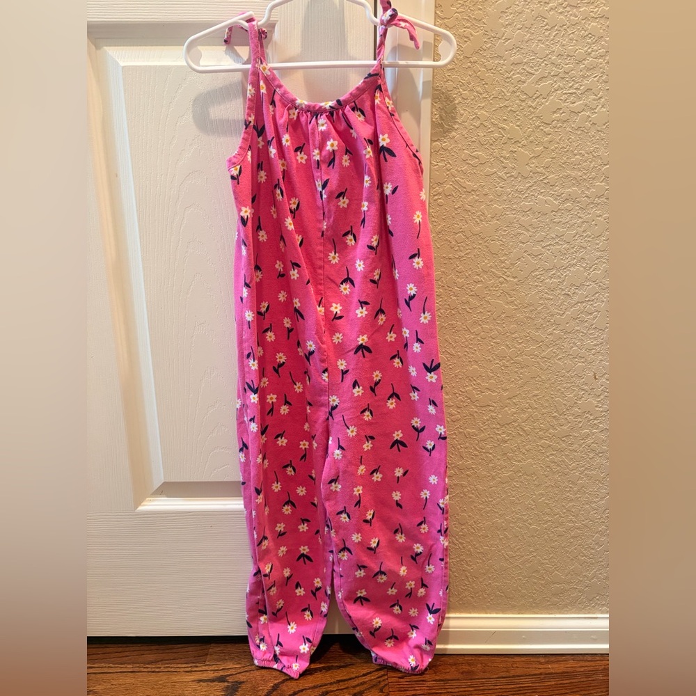 Hanna Andersson Bright Pink Floral Tie-Strap Romper
